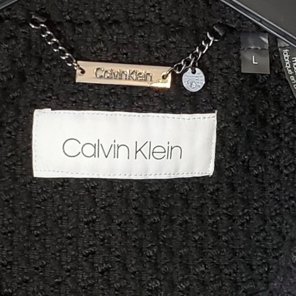 Calvin‎ Klein Black basketweave faux wrap black coat women's size large new!!! - Picture 13 of 14